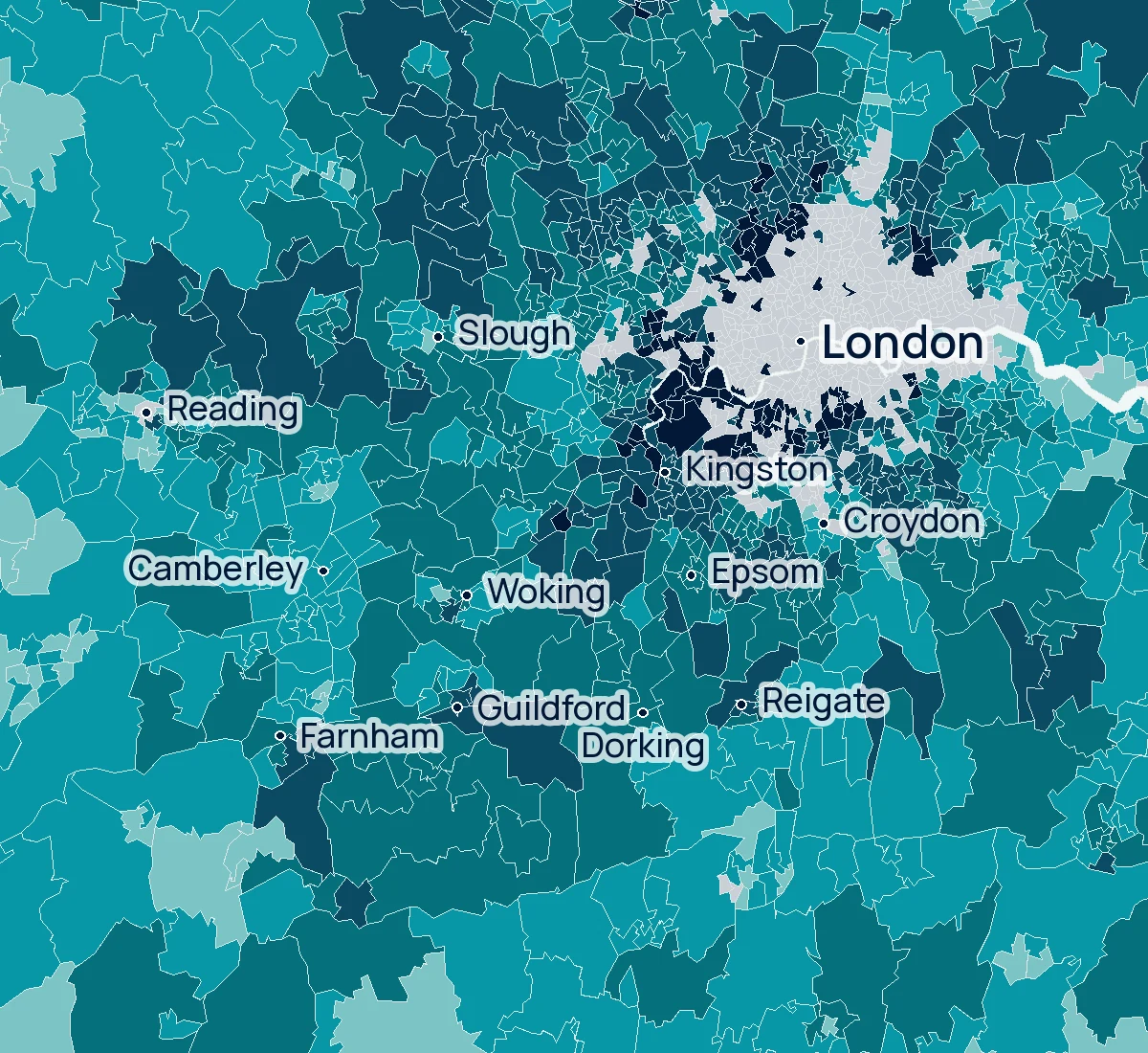 Map of typical house prices in the South East